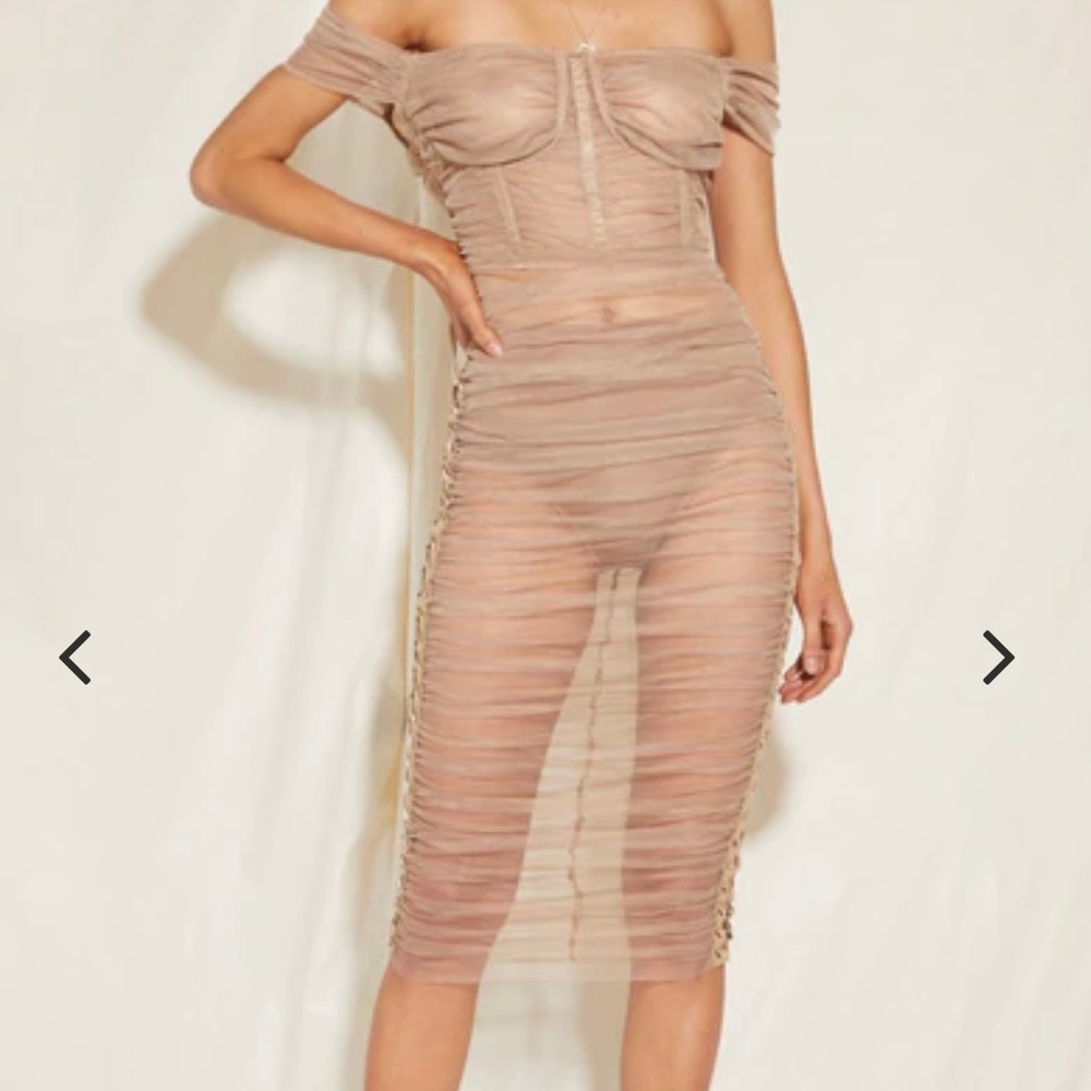 Lune B Sheer Nude Midi Dress